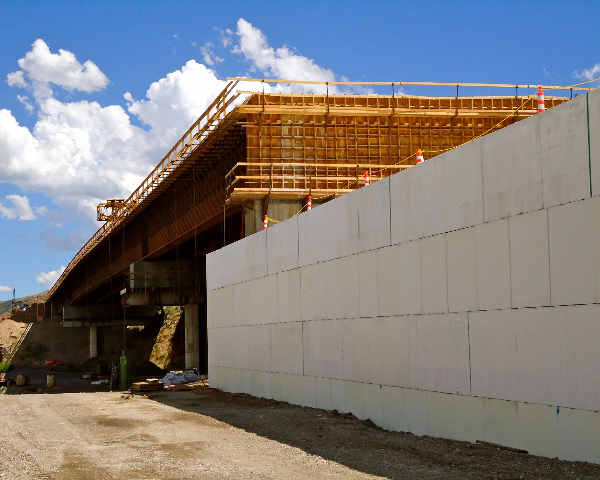 Geofoam blocks were used to construct a new 500 foot long, 30 foot tall EPS block embankment. The new embankment supports the US-30 road expansion and its approach to the new Topaz bridge - notably the longest span in the state of Idaho.