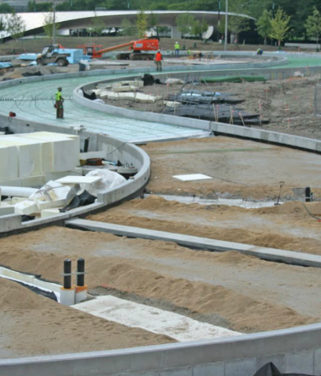 Being built at the foot of Chicago, Maggie Daley Park is being constructed using EPS geofoam that will allow the parking garage below to remain in place.