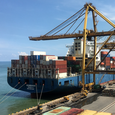 Shipping Containers on a Boat